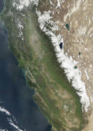 Satellite view of California